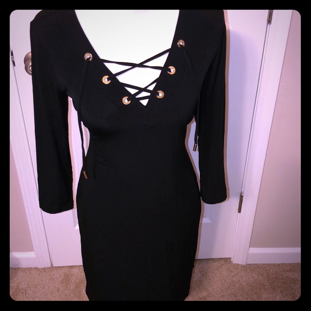 Calvin Klein Black V-Neck Dress